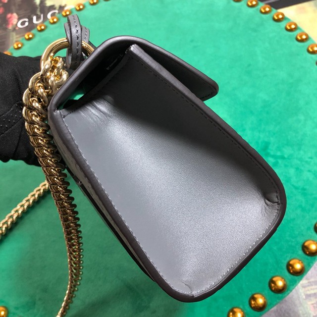 Gucci經典款女包 409487 古馳經典款 灰色壓花全皮 GG鎖扣包 Gucci鏈條肩背斜挎包  gqy2633